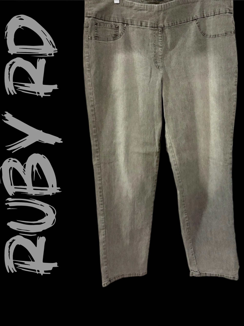 Ruby Rd. Grey Cropped Pull-On Stretch Jeans - Picture 3 of 7